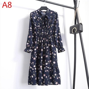 <span class=keywords><strong>2021</strong></span> vestidos de otoño para mujer bohemios de manga larga de talla grande Vestido camisero de gasa lazo blanco Floral Boho Club vestido de fiesta invierno 3XL - Product Image 4
