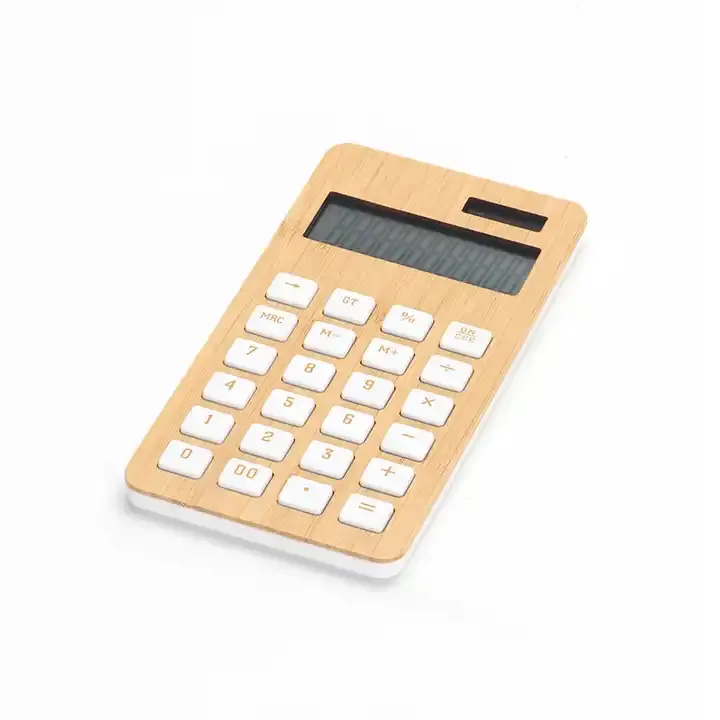 Eco Friendly 12 Digit Display Personalised Wooden Calculator with Initials Monogrammed Desk ABS Calculator