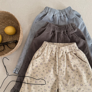 Vente en gros Capri pour enfants Nouveau printemps Pantalons décontractés en velours côtelé grande taille pour filles - Product Image 5