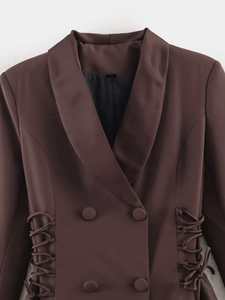 <span class=keywords><strong>Blazer</strong></span> élégant et polyvalent pour femmes en satin et dentelle à lacets - Product Image 6