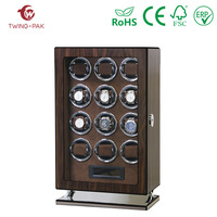 Boîte à remontoir de montre automatique de luxe sur mesure à 12 rotations, en bois, avec mouvement 8215