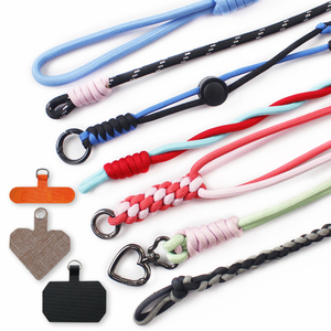 Hot Selling Fashionable Handmade Woven Colorful Mobile Phone Lanyard Carabiner Keychain Bag Charm Nylon Lanyard
