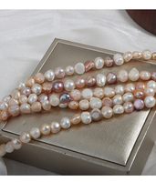 Perles baroques irrégulières sans noyau de 7-8 mm, couleur bonbon, polies double face multicolores, environ 35 cm avec 48 pièces