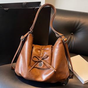 Sac à dos fourre-tout en PU grande capacité style académique coréen rétro tendance pour femme 2025 – Sac à bandoulière pour femme - Product Image 4