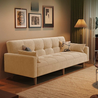 Sofa berukuran kecil untuk ruang tamu. Apartemen sewa baru. Kamar tidur. Sofa bed berbahan kain ganda. Dapat dilipat.
