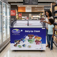 Congélateur coffre commercial X-MING, type profond, grande capacité 500L-1000L, vitrine à glace avec porte coulissante en verre