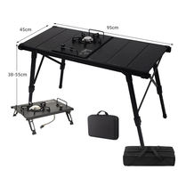 Table pliante d'extérieur en aluminium robuste et réglable en hauteur, idéale pour le camping, les voyages en voiture, les pique-niques et les barbecues – Design moderne