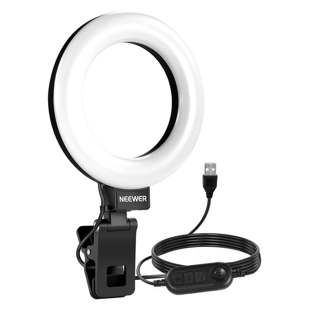 For Basic 5" Ring Light Video Conference Lighting Clip Kit Desk Tripod Adjustable Color Temperature 3000K-6000K 10W