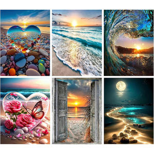 Kits de <span class=keywords><strong>peinture</strong></span> <span class=keywords><strong>diamant</strong></span> 5D complets, motifs floraux, papillons, plage, cœur, pour cadeaux de Saint-Valentin et décoration de maison côtière, vente en gros - Product Image 3