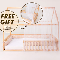 Lit à baldaquin Montessori moderne en bois pour tout-petits, idéal pour chambre d'enfant, salon, villa, hôtels - Écologique et durable - Meilleure vente