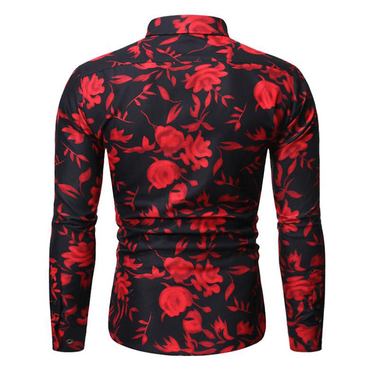 mens red floral dress shirt Suslo couture floral shirt FW1602 for Men Large / Red