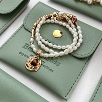Pochette en cuir PU personnalisée avec logo FSC, gaufrée verte, pour collier, bague, boucles d'oreilles, sac de rangement pour bijoux, sac cadeau