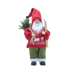 Christmas <b>Santa</b> Claus Figurine 12 Inch Red Knitted Fabric <b>Standing</b> Sitting Ornament Decorative Holiday Display - Product Image 5
