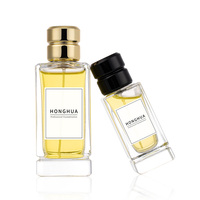 Flacon de parfum carré de luxe en verre 50 ml, vide, avec vaporisateur, pour marque de parfum, avec emballage rigide en boîte cadeau