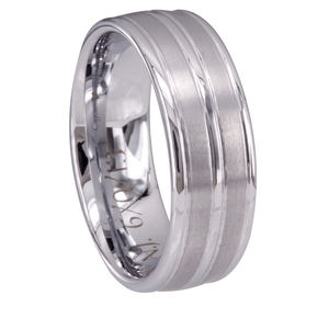 CHENG JEWELERS 8MM Fırçalanmış Yüzeyli Söz Yüzükleri Gümüş Nişan Bantları Erkek Alyansı Tungsten - Product Image 5