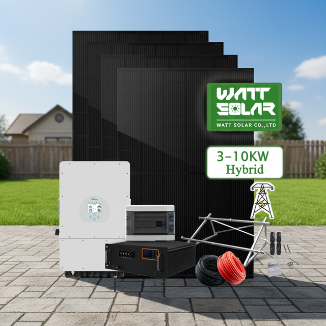 3-10KW Hybrid Solar System Dual Mode On/Off Grid Full Kit With MPPT Inverter Battery Backup CE Certified for Home Use