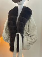 Veste d'hiver en duvet de canard blanc 90% avec col en fourrure de renard, fourrure véritable, ODM OEM, pour femmes