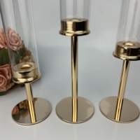 Bougeoir en métal et verre, décoration de luxe légère, mariage, fête, table, maison, dîner romantique à la lumière des bougies, décorations de bougeoirs