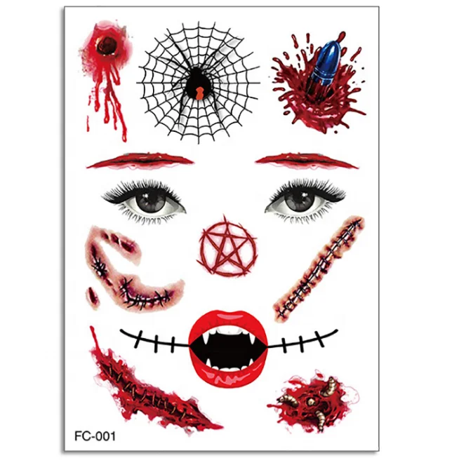 Оптовая продажа, модные Временные татуировки для тела на Хэллоуин