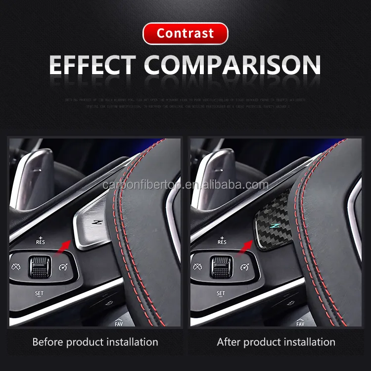 ES Red Real Carbon Fiber Interior Accessories Steering Wheel Button Frame For Corvette C8 Carbon Fiber Car Accessories