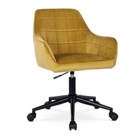 Fauteuil de bureau moderne en velours, pivotant et rembourré, avec vérin à gaz noir, pour bureau à domicile et salon
