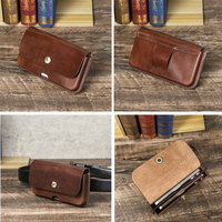 Étui de téléphone en cuir de vachette de qualité supérieure pour homme, avec boucle de ceinture, pochette de ceinture pour téléphone de 6,9 pouces, double poche, rabat magnétique, OEM/ODM