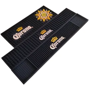 Corona Personalized Embossed Logo Soft PVC Beer mat Bar Drip Runner Mat Rubber bar mat manufacture