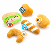 Jouet pour chien en peluche en forme de nourriture, design hot-dog, pain, croissant, jouet interactif à mâcher pour nettoyer les dents