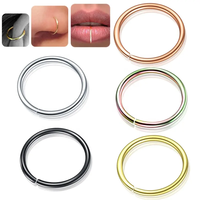 Anneau de nez tendance simple en acier inoxydable, anneau de nez à clip, anneau de lèvre, hip hop, femmes, hommes, sans perçage, bijoux, anneau de nez sans couture