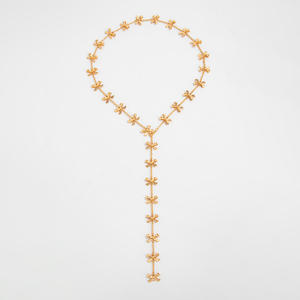 Kaimei الأزياء والمجوهرات قلادة عنق نسائية بفيونكة سلسلة عظمة عنق عظمة عنق عتيقة من الريش الجميل والطويل قلادة نسائية بفيونكة ذهبية - Product Image 5