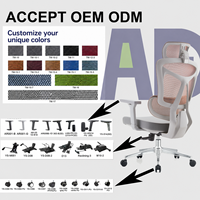 Silla de Oficina Ergonómica de Respaldo Alto con Reposacabezas, Soporte Lumbar Ajustable, Silla de Malla para Computadora para Espacio de Trabajo Moderno