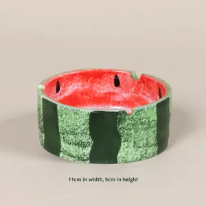 Cenicero de escritorio de cerámica redondo clásico con patrones de sandía de alto valor estético para decoración del hogar o uso en hoteles/restaurantes - Product Image 6