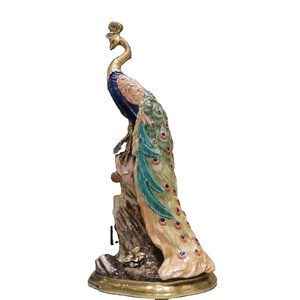 Statue de paon décorative de luxe en céramique, figurine d'animal en cuivre pour salon, style <span class=keywords><strong>art</strong></span> déco pour anniversaire - Product Image 1