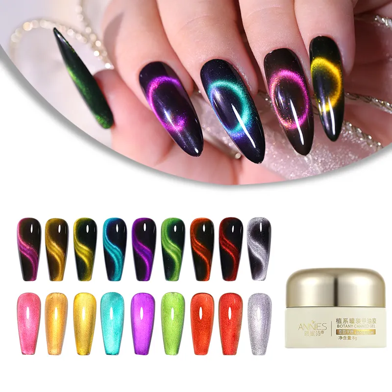 8g 9 Couleurs Changement de Température Cats Eye Gel Vernis à Ongles Double Couleur Cat Eye Gel Vernis à Ongles Or