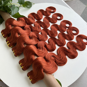 GDY # Extensioni di <span class=keywords><strong>capelli</strong></span> umani 350 Ginger Orange 12A, vergini vietnamiti con cuticole allineate, in fasci con onda naturale - Product Image 5