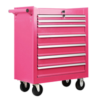 Coffre à outils rose professionnel pour garage, armoire à outils à tiroirs de haute qualité, vente en gros, armoire à outils métallique roulante à 7 tiroirs