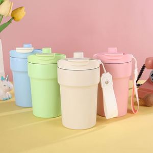14oz Double Drinking Stainless Steel Vacuum Insulated <b>Cup</b> with Portable Rope Retractable Straw Magnetic Lid Gift Tumbler - Product Image 2