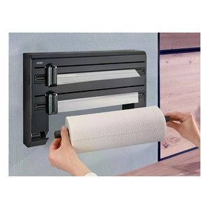 Parat Triple Wall Mounted Paper Roll Holder 38x8.7x26cm Black Diamond <b>Kitchen</b> <b>Storage</b> - Product Image 3