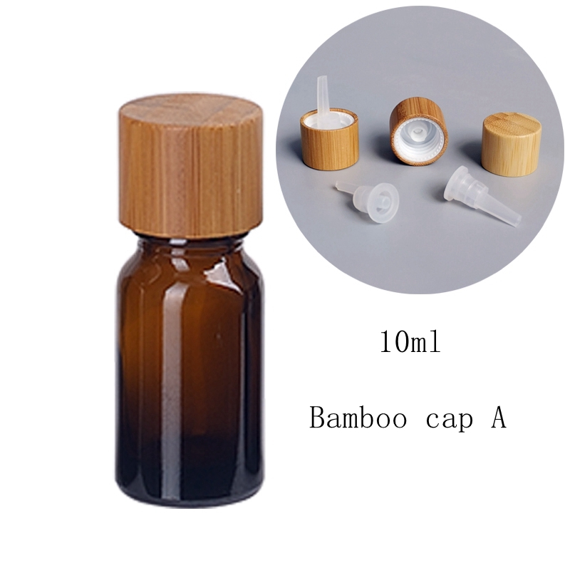 Una bottiglia di ambra con tappo di bambù