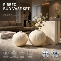 Vases en céramique personnalisés YBH en gros, vase sphérique cannelé mat, style nordique moderne, décoration florale pour la maison, centre de table, cadeau, vases de Pâques