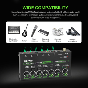 COKYIS MIX600-PRO Mixeur professionnel 6 canaux Mini mixeur avec lumière RGB Commutateur stéréo mono pour scène <span class=keywords><strong>Studio</strong></span> d'enregistrement - Product Image 6