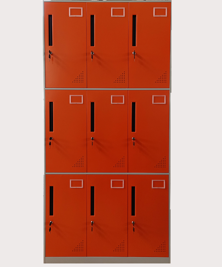 Высококачественный металлический шкафчик с 9 дверцами, стальной шкаф для хранения, для персонала, тренажерного зала, школы, раздевалки