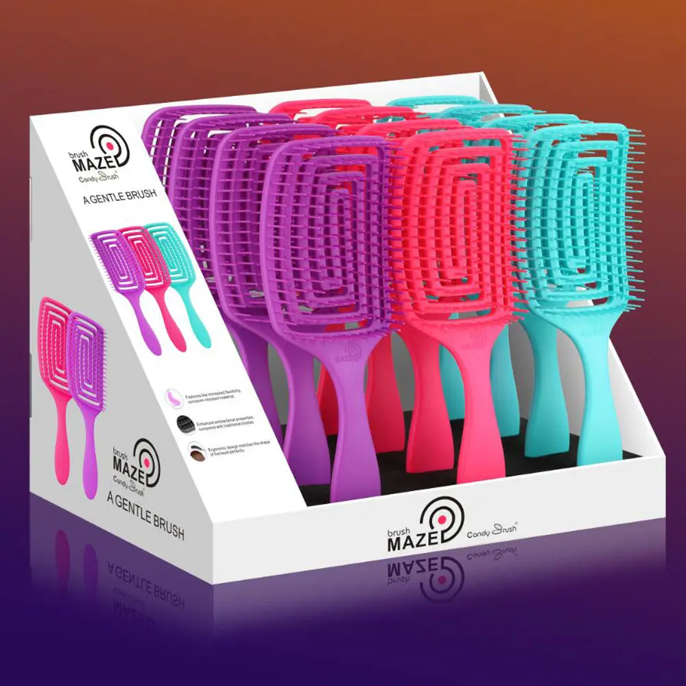 CANDY BRUSH new design MZ-006 detangling flexible hair brush maze shape all types curly brush comb for women