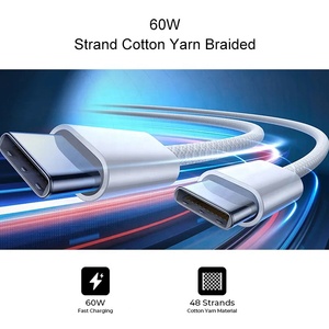 Cable de alimentación trenzado <span class=keywords><strong>USB</strong></span> <span class=keywords><strong>C</strong></span> a tipo <span class=keywords><strong>C</strong></span> de 60W con cargador rápido de 3 pies para iPhone 16/15 Pro Max Plus para iPhone tipo <span class=keywords><strong>C</strong></span> Cable - Product Image 4