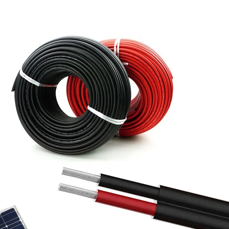 TUV approval DC PV Copper Power Twin Double Dual 2*2.5MM2 2*4MM2 2*10MM2 Solar Cable Solar Kabel