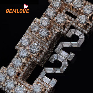 GEMLOVE Diamond Initial Pendant Cuban Link Custom 18K Solid Yellow Gold <b>Chain</b> <b>Name</b> Letter Necklace Men Boys Gift Party - Product Image 6