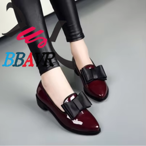Zapatos de PVC para Mujer, Diseño Coreano con Lazo, Punta Puntiaguda, Sin Cordones, Tacón Bajo, Tallas Grandes, Otoño 2020 - Product Image 3