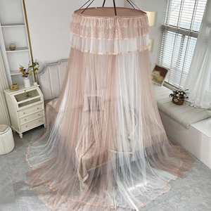 Double Layer <b>Bed</b> Curtain Canopy <b>Drapes</b> 2.2M Round Dome Lace Princess Mosquito Net - Product Image 5