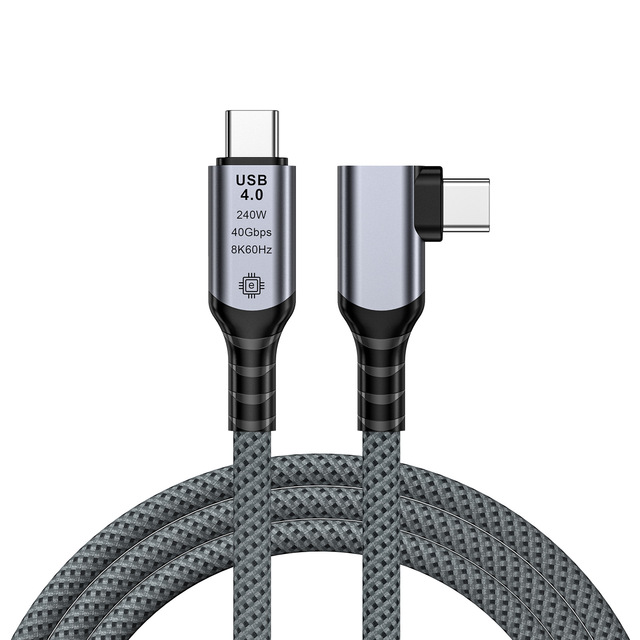 USB4.0 USB C Cable 240W PD Fast Charging Type C Right Angle Data Cable 8K 60Hz Video Display Cable
