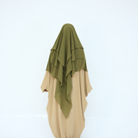 Vêtement islamique en gros, robe maxi en mousseline de soie, khimar, grand foulard, chador, vêtements pour femmes, robe élégante à trois couches de volants, khimar